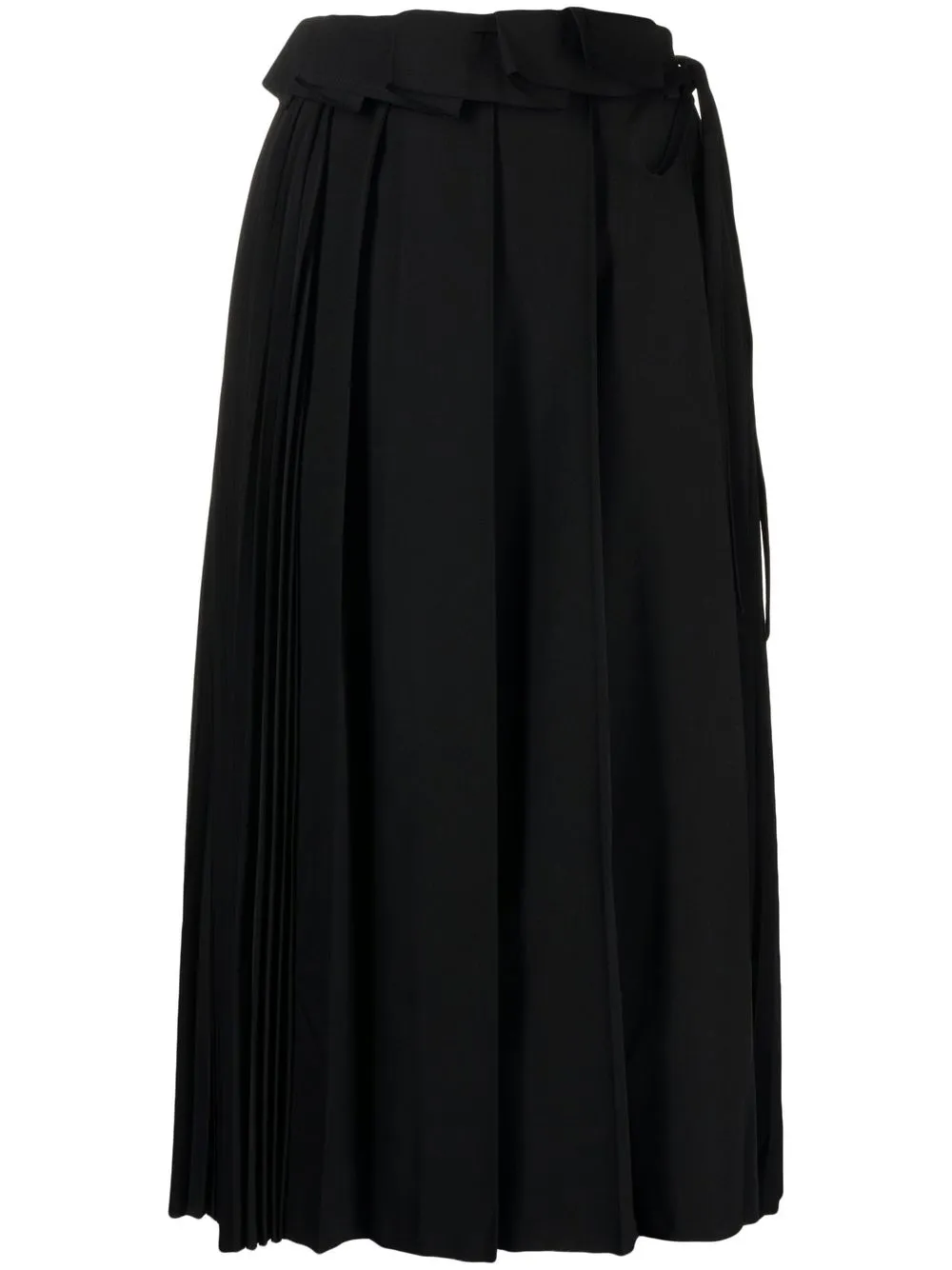 

Y's ruffle-trimmed pleated skirt - Black