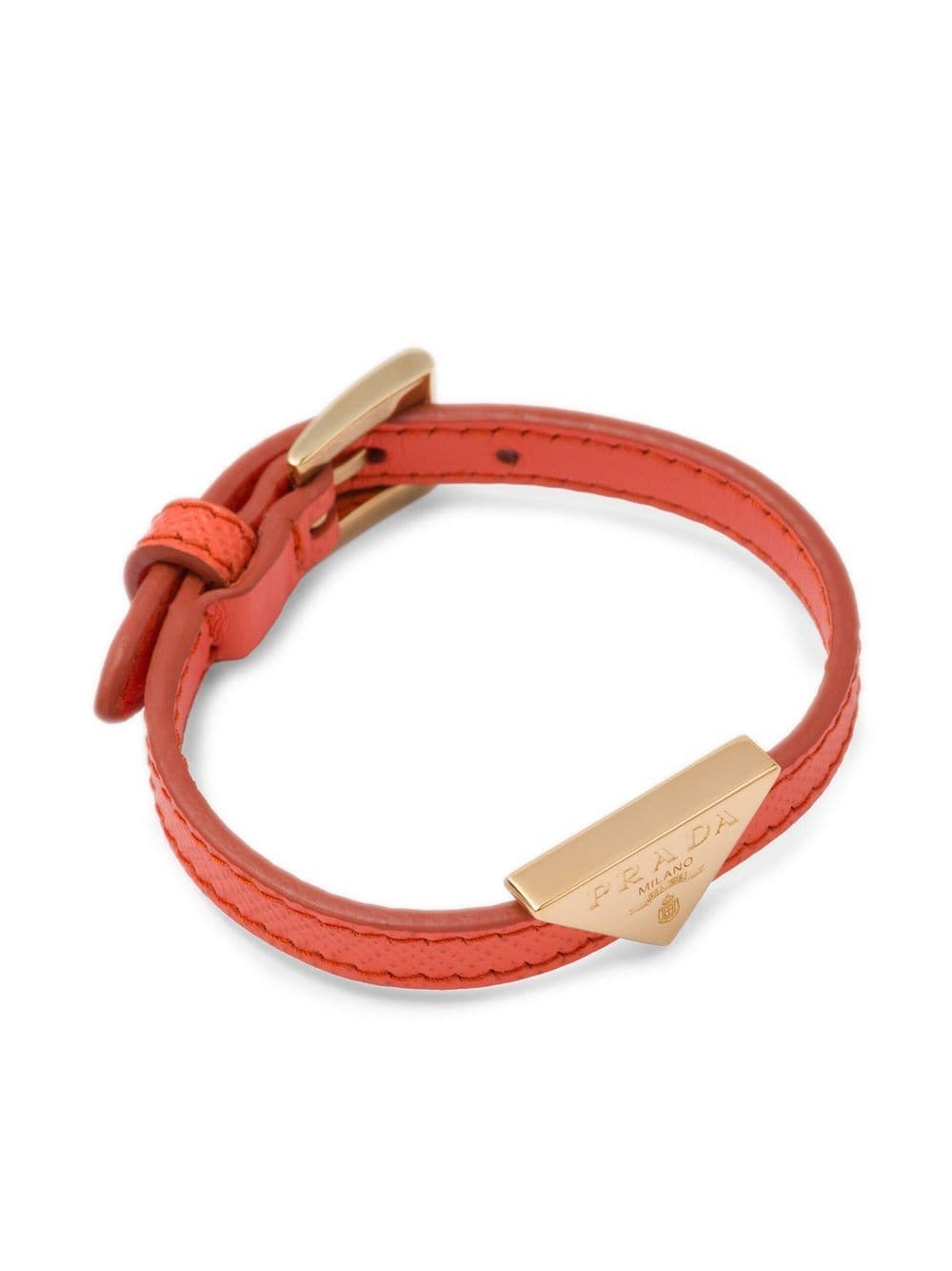 prada bracelet en cuir à plaque logo - orange