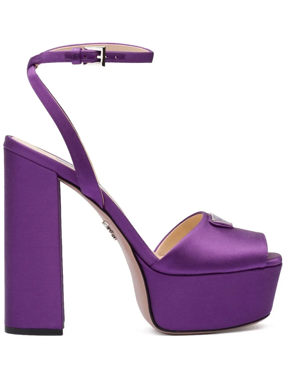 

Prada logo-plaque satin platform 135mm sandals - Purple