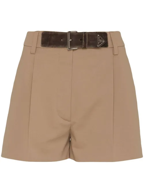 Short Gabardine à taille ceinturée - Prada - Modalova