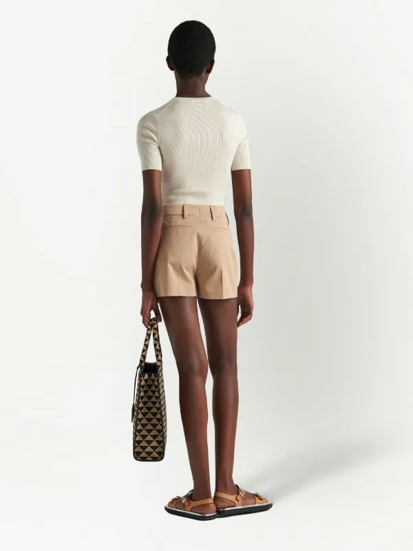 パンツ PRADA ARCHIVE SHORTS BROWN Prada Gabardine Belted Shorts | Brown | FARFETCH