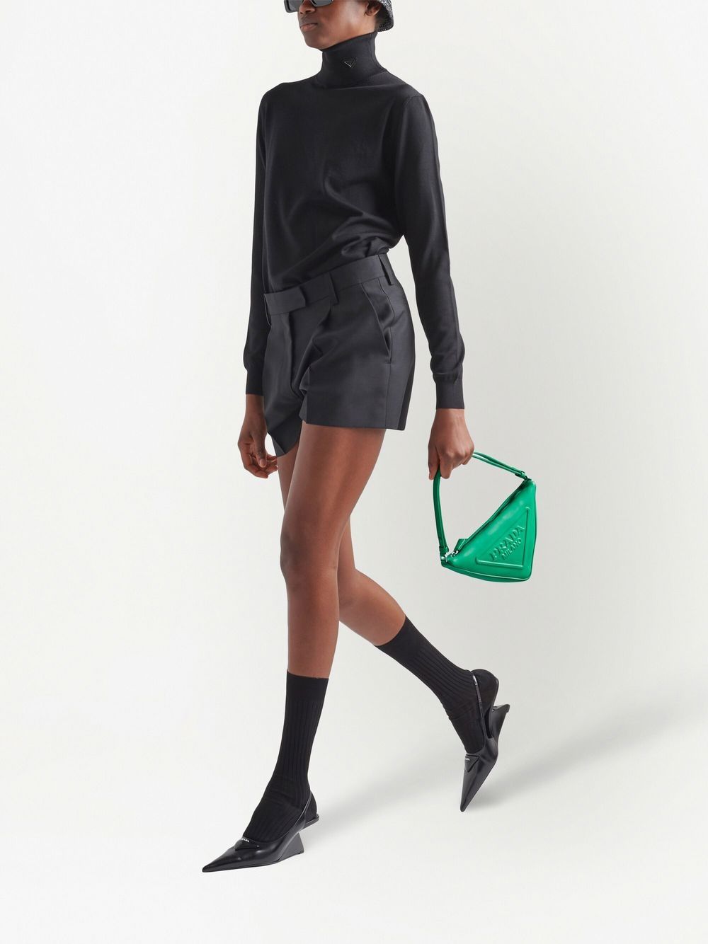 Shop Prada Tailored Mini Shorts In Black