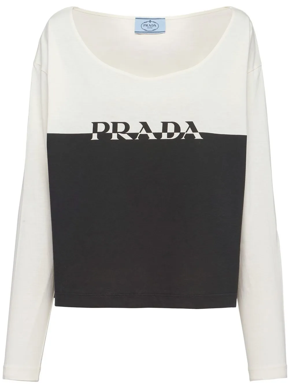 

Prada playera manga larga con logo estampado - Blanco