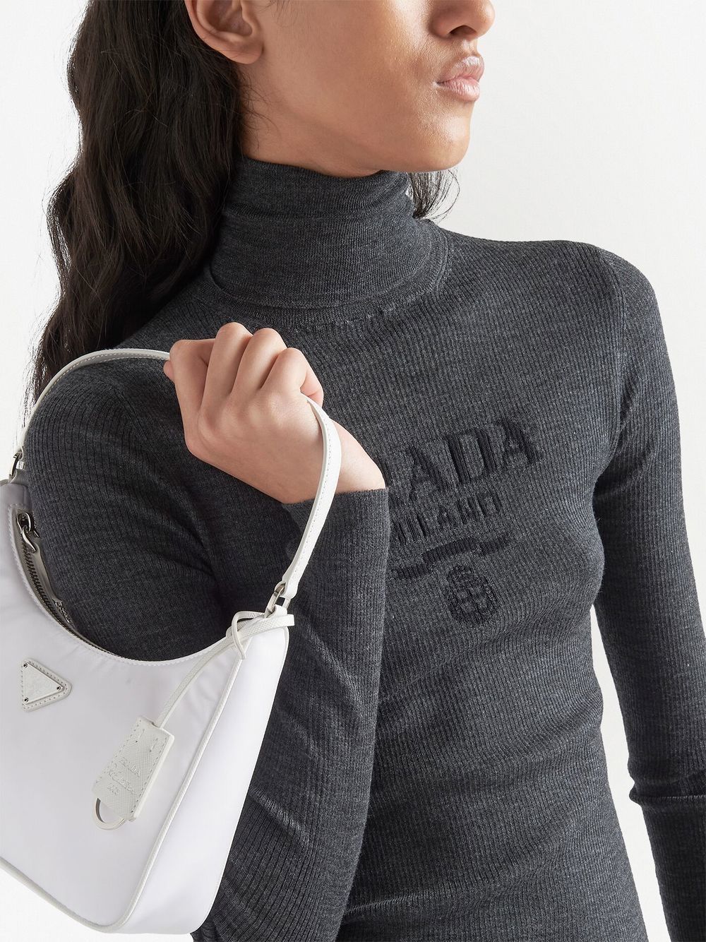 Shop Prada Roll-neck Wool Jumper In Grey
