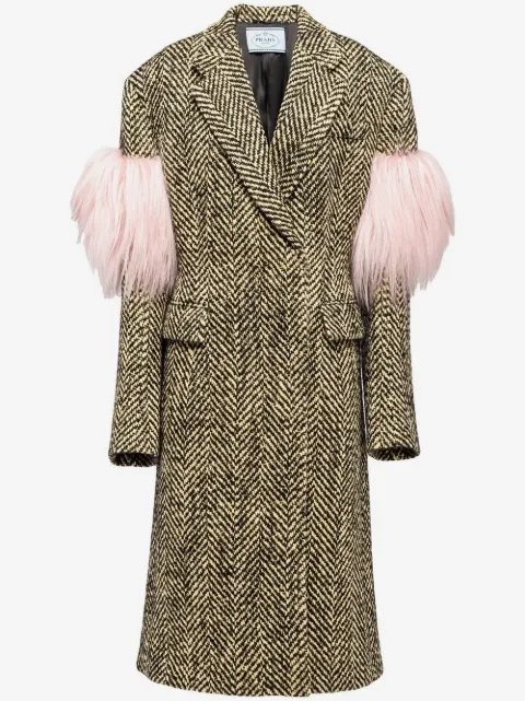 Prada double-breasted chevron shearling coat