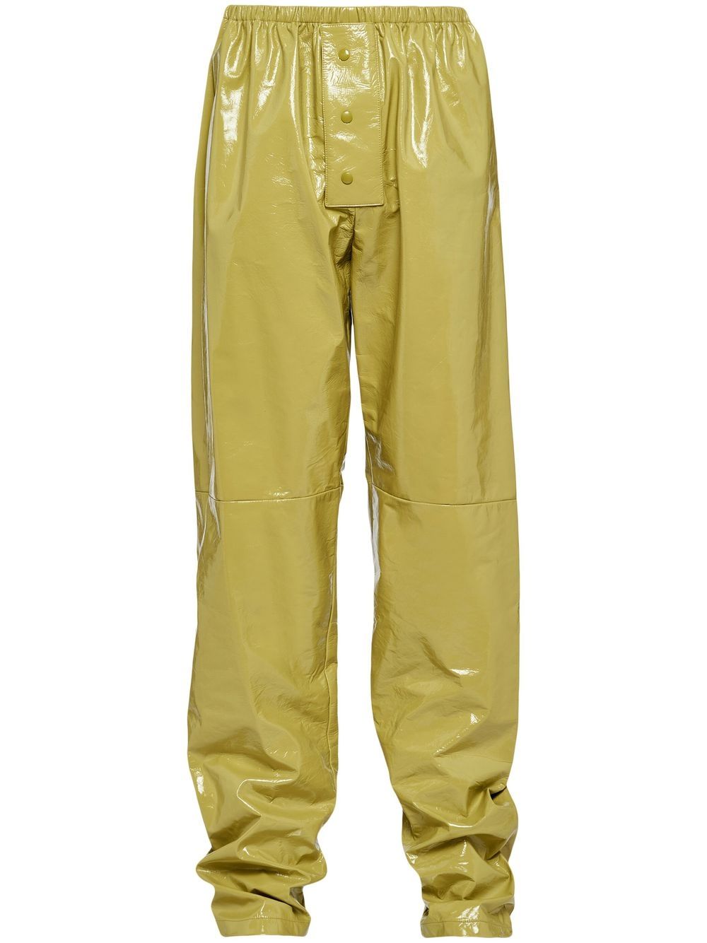 prada leather wide-leg trousers - green