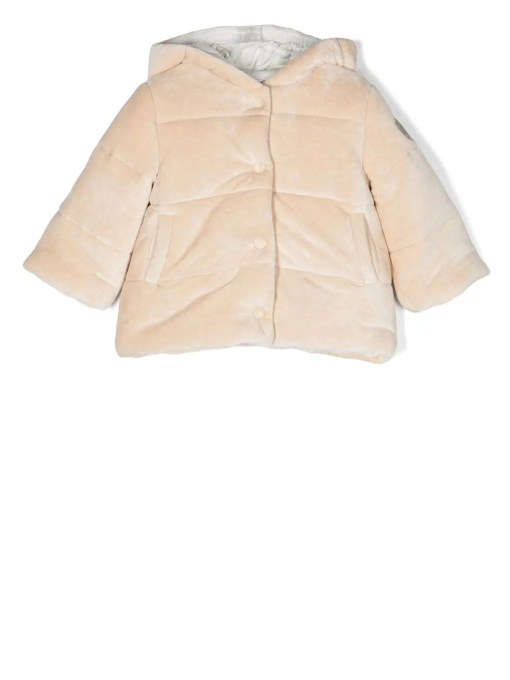 Monnalisa Babies' Crest-motif Puffer-jacket In Neutrals