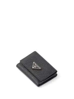Prada Re-Nylon enamel-triangle Logo Wallet | Black | FARFETCH IN