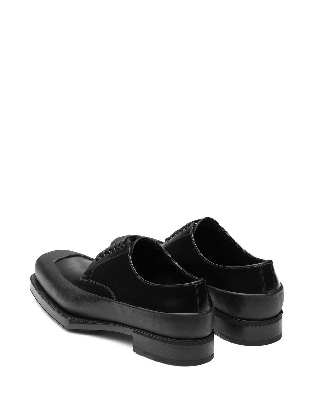 Shop Prada Brushed Square-toe Derby Shoes In 黑色