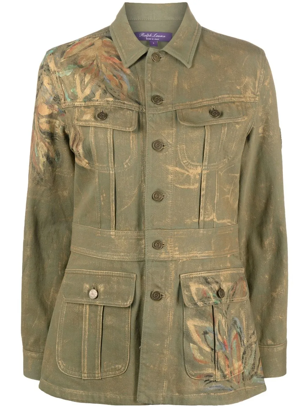 

Ralph Lauren Purple Label metallic paint-splatter military jacket - Green