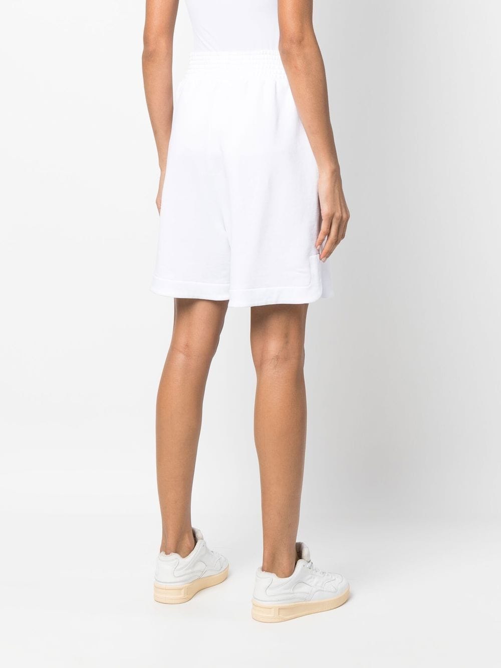 Shop Fabiana Filippi Smocked-waist Knee-length Shorts In White