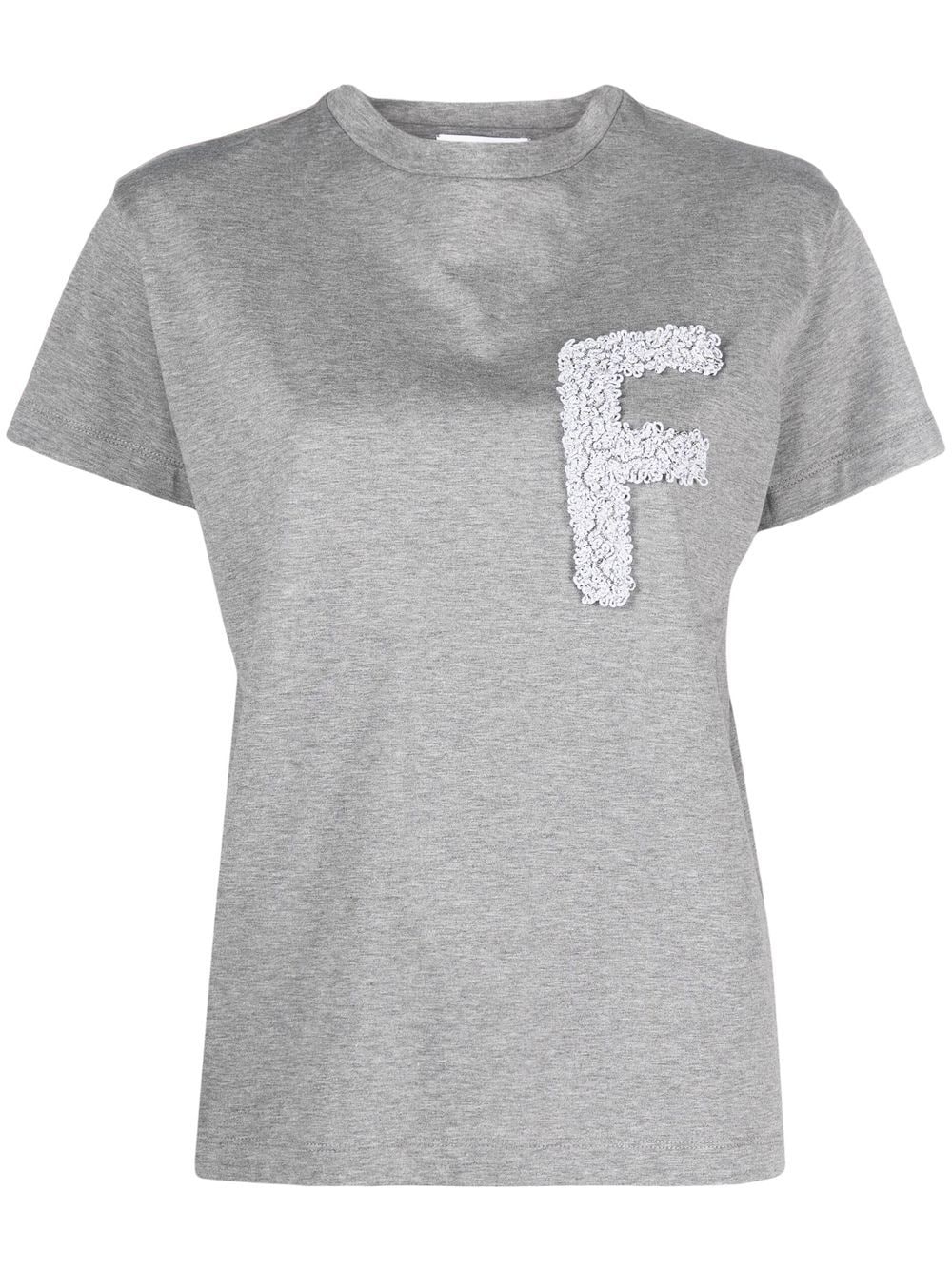 Fabiana Filippi Letter-patch T-shirt In Grey
