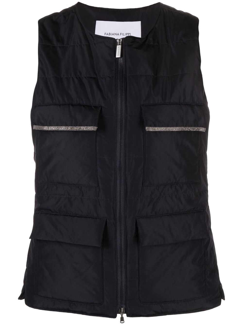 Fabiana Filippi Mesh-detailed Quilted Gilet In Blue