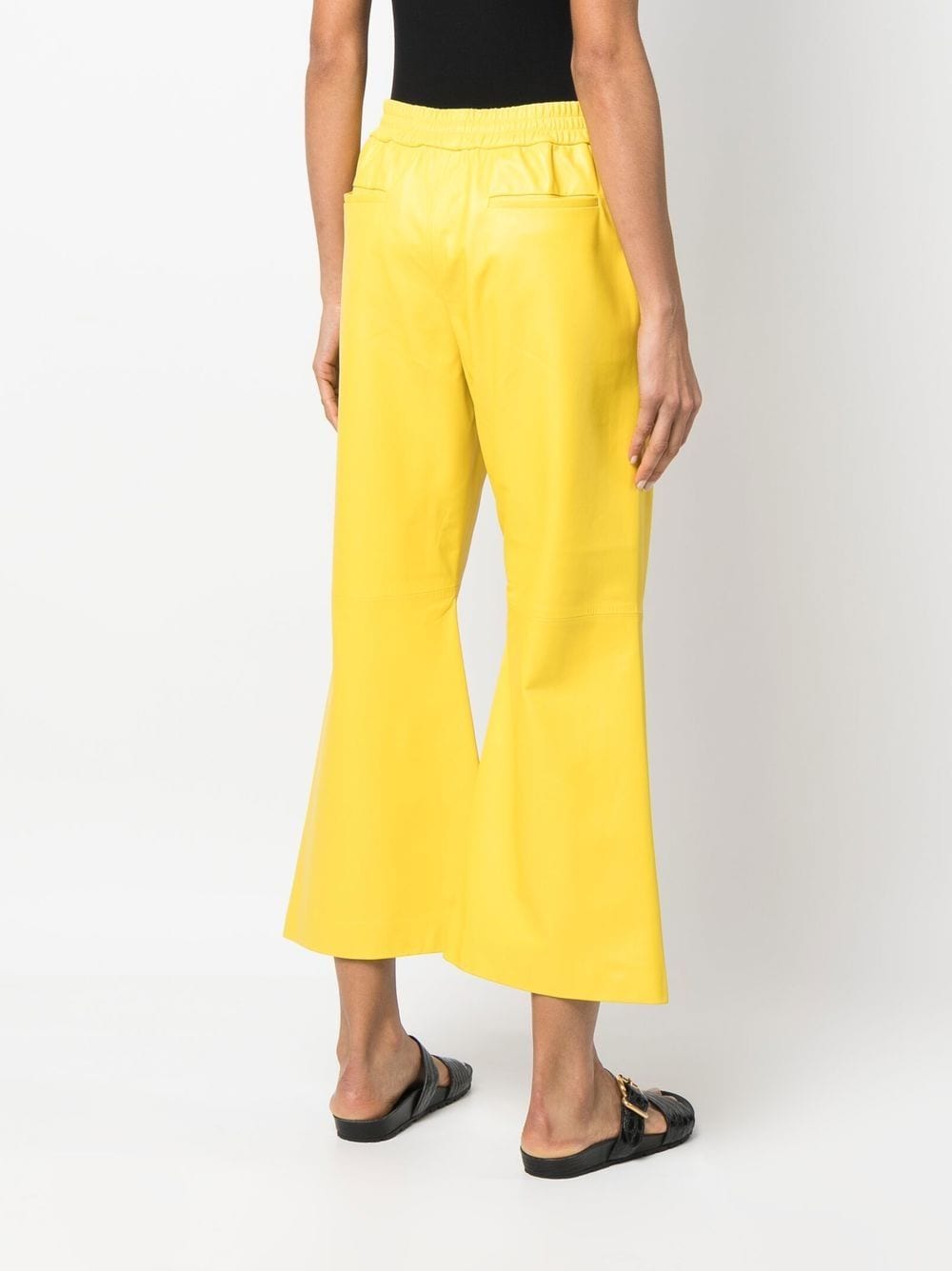 Shop Fabiana Filippi Drawstring Cropped Flared Pants In Yellow