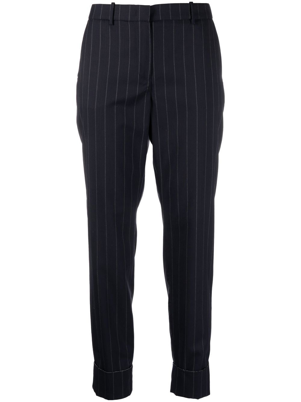 pinstripe pattern cropped trousers