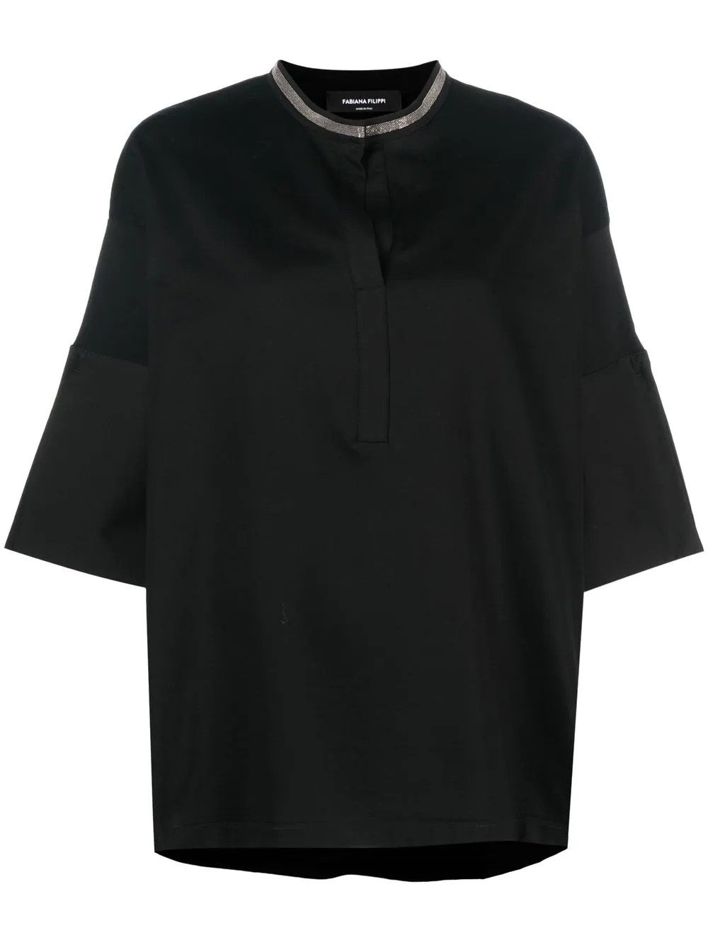 

Fabiana Filippi three-quarter-sleeve collar-detail blouse - Black