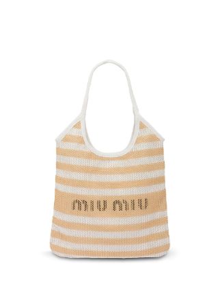 logo-print tote bag, Miu Miu