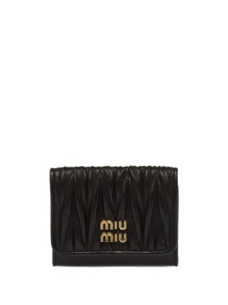 Miu Miu Matelasse Nappa Leather Card Holder Black FARFETCH BN