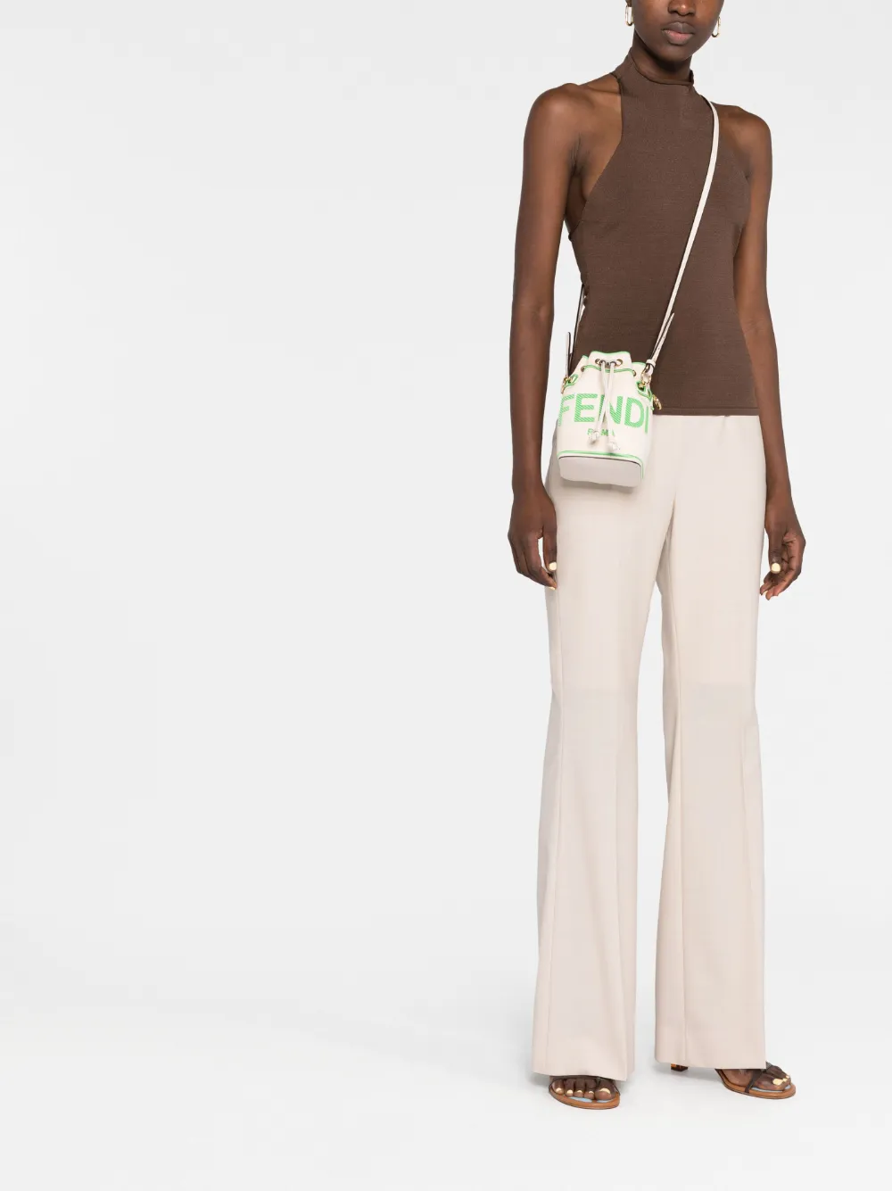 Fendi Mon Tresor Canvas Bucket Bag In Neutral