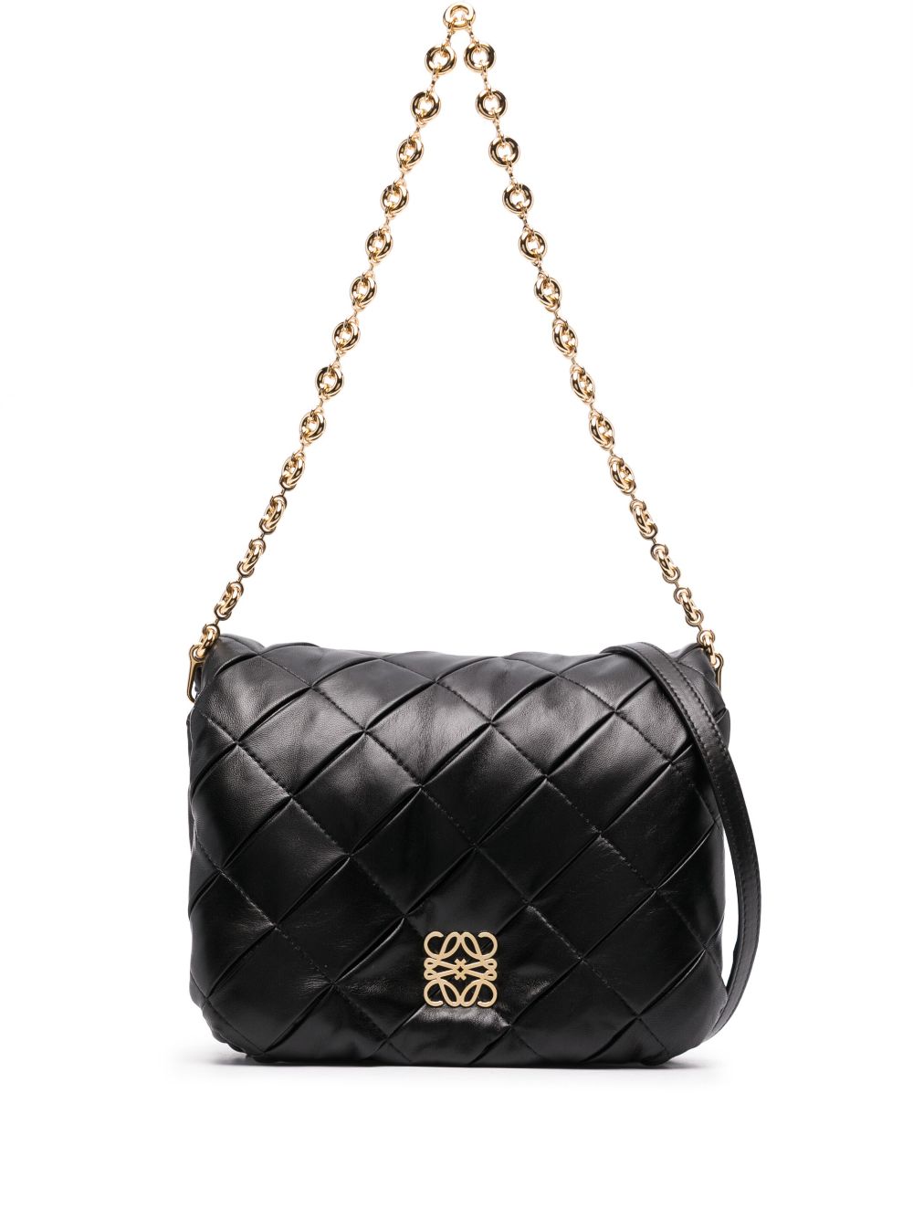 Loewe Goya Puffer Leather Shoulder Bag In Black