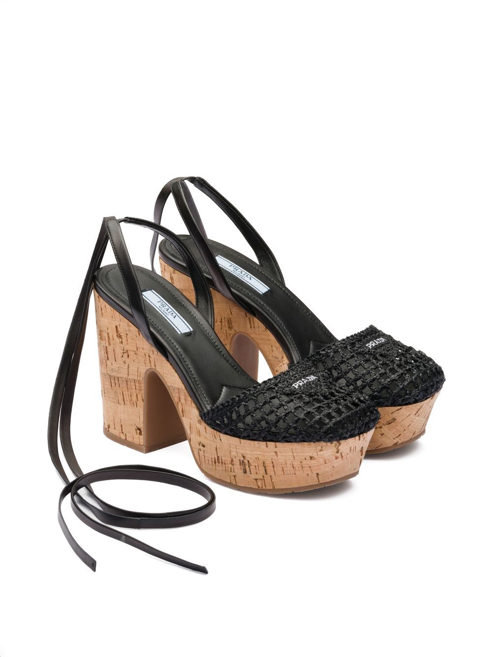 Prada Raffia Wedge Sandals Farfetch