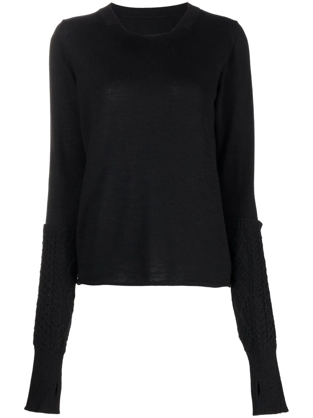 

Y's cable-knit panelled jumper - Black