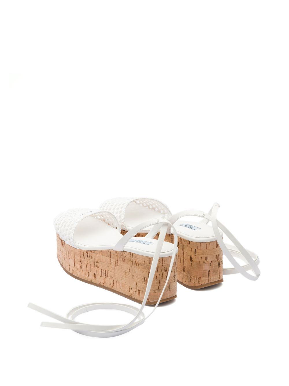 Prada Raffia Wedge Sandals In White | ModeSens