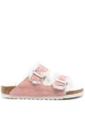 Birkenstock shearling double buckle slides - Pink