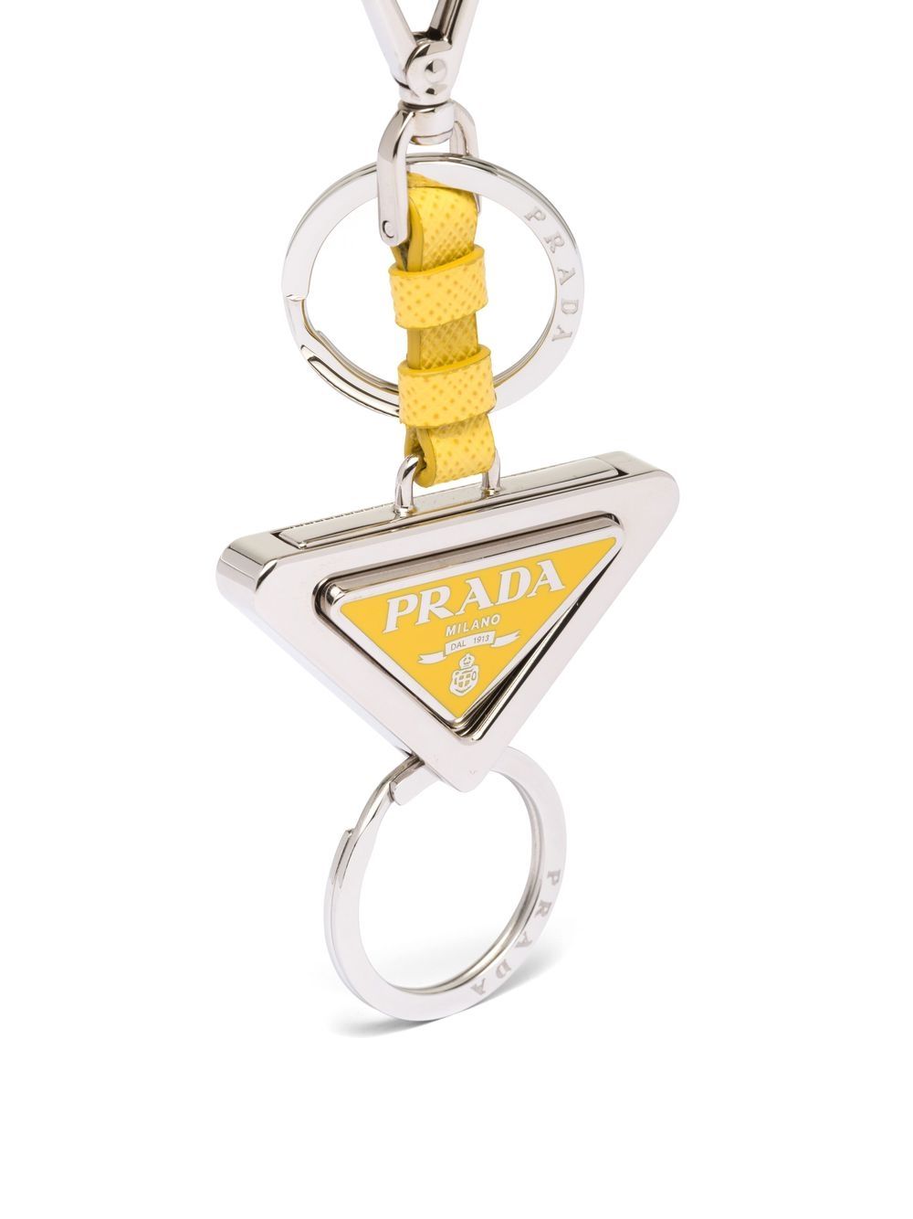 Shop Prada Logo-pendant Keyring In Silver