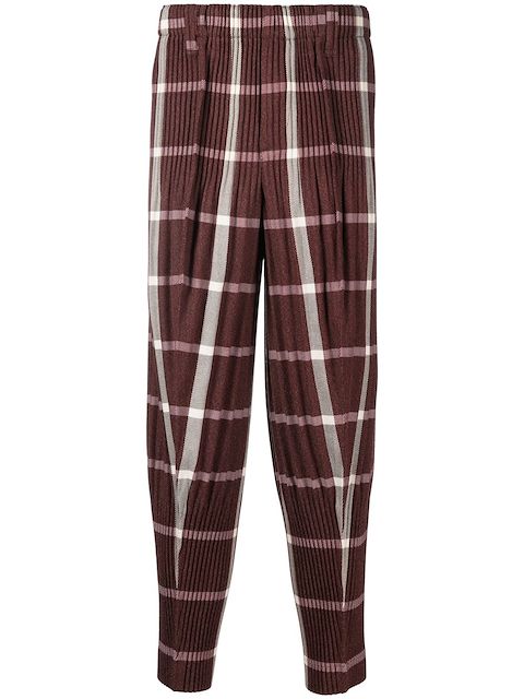 Homme Plissé Issey Miyake pleated check-tweed trousers