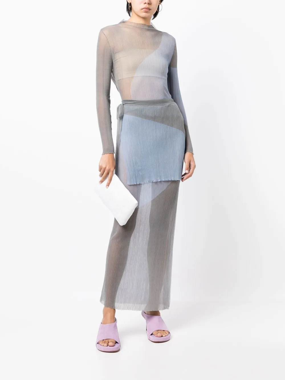 Shop Eckhaus Latta Watercolor Long-sleeve Top In Blue