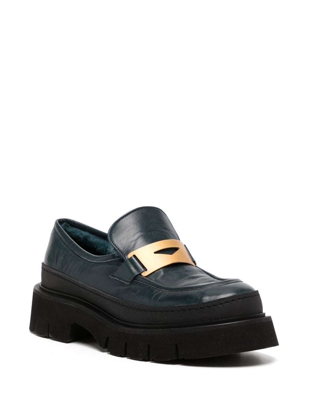 Shop Madison.maison Lug-sole 40mm Loafers In Green