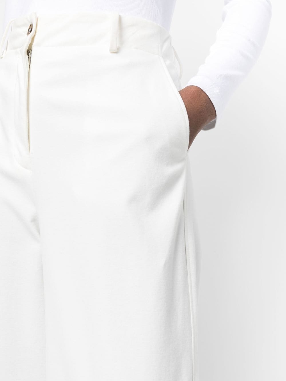 Shop Fabiana Filippi Cropped Wide-leg Trousers In White