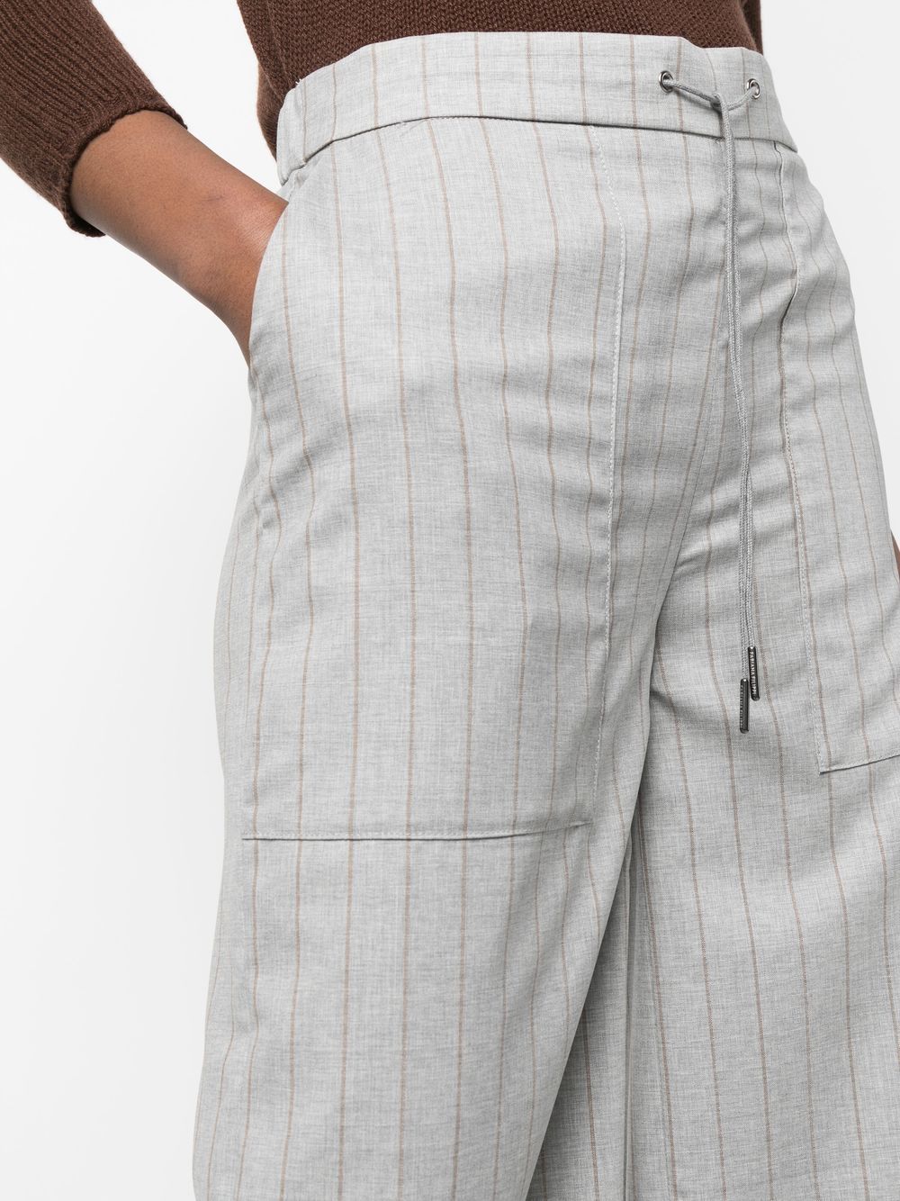 Shop Fabiana Filippi Pinstripe Straight-leg Trousers In Grey