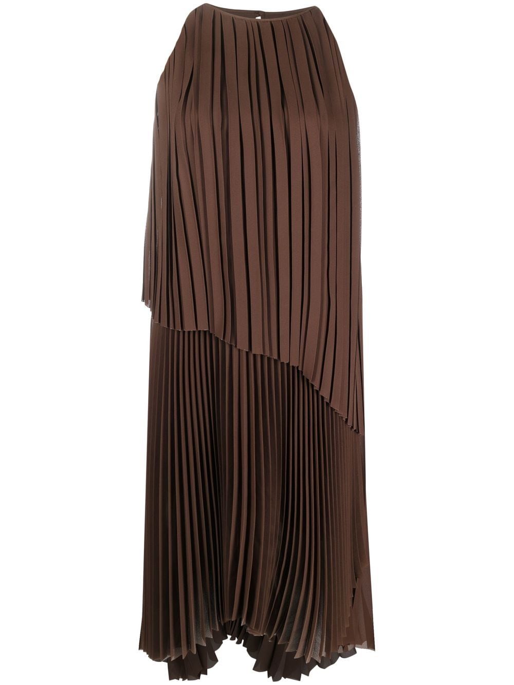 Shop Fabiana Filippi Pleated Asymmetric Dress In Brown
