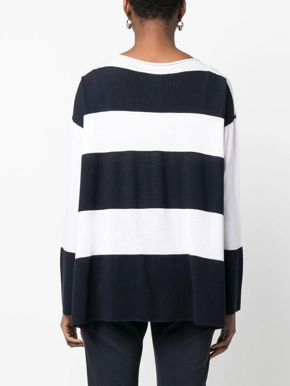 Shop Fabiana Filippi Striped Boat Neck Jumper In Blue