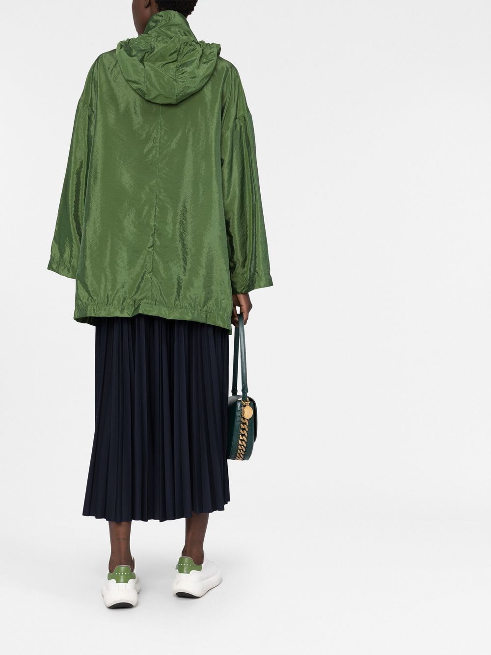 Shop Fabiana Filippi Flap-pocket Hooded Coat In Green