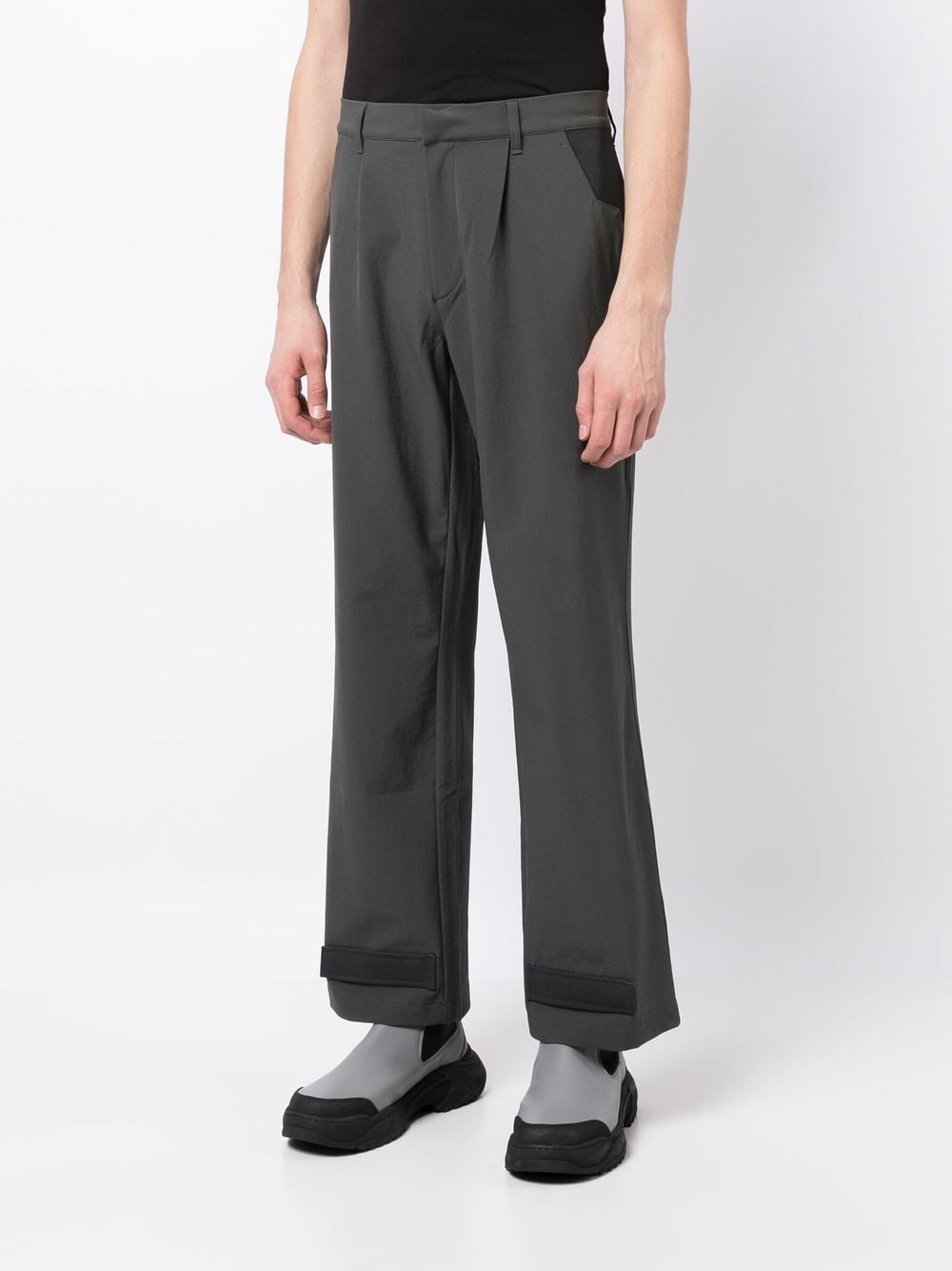 Shop Gr10k Mid-rise Touch-strap Trousers In Grey