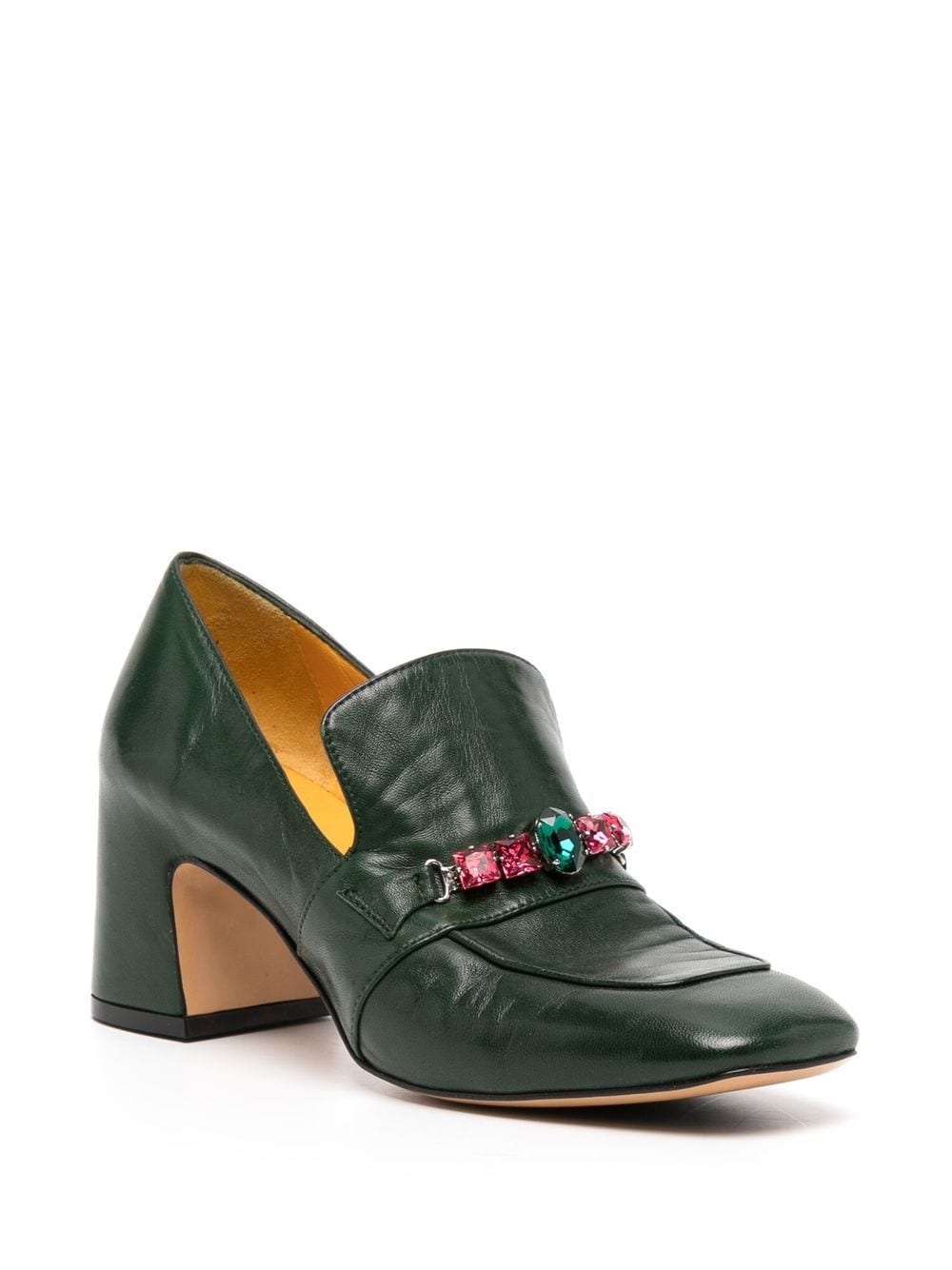 Shop Madison.maison Crystal-embellished Loafers In Green