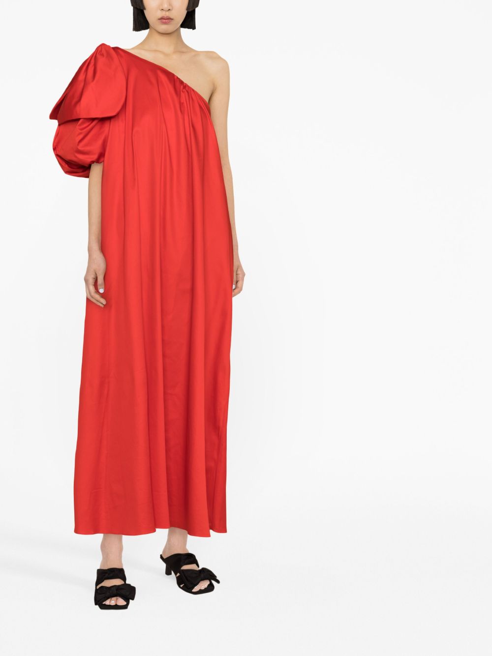 Kika Vargas Asymmetrische jurk - RED COTTON SATIN