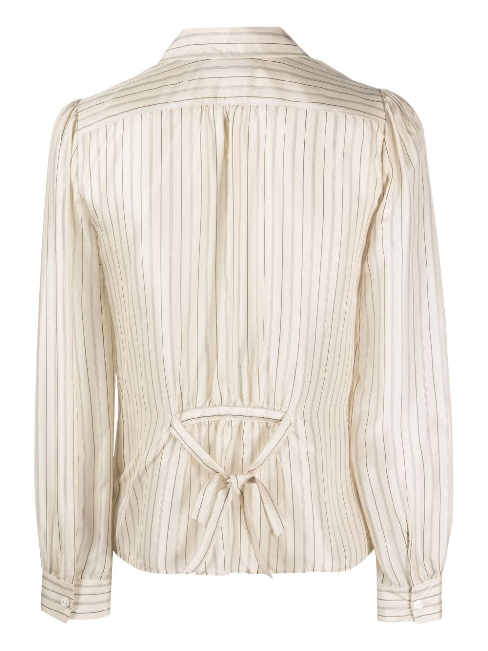 Shop Ralph Lauren Rrl Striped Satin Silk Blouse In Neutrals