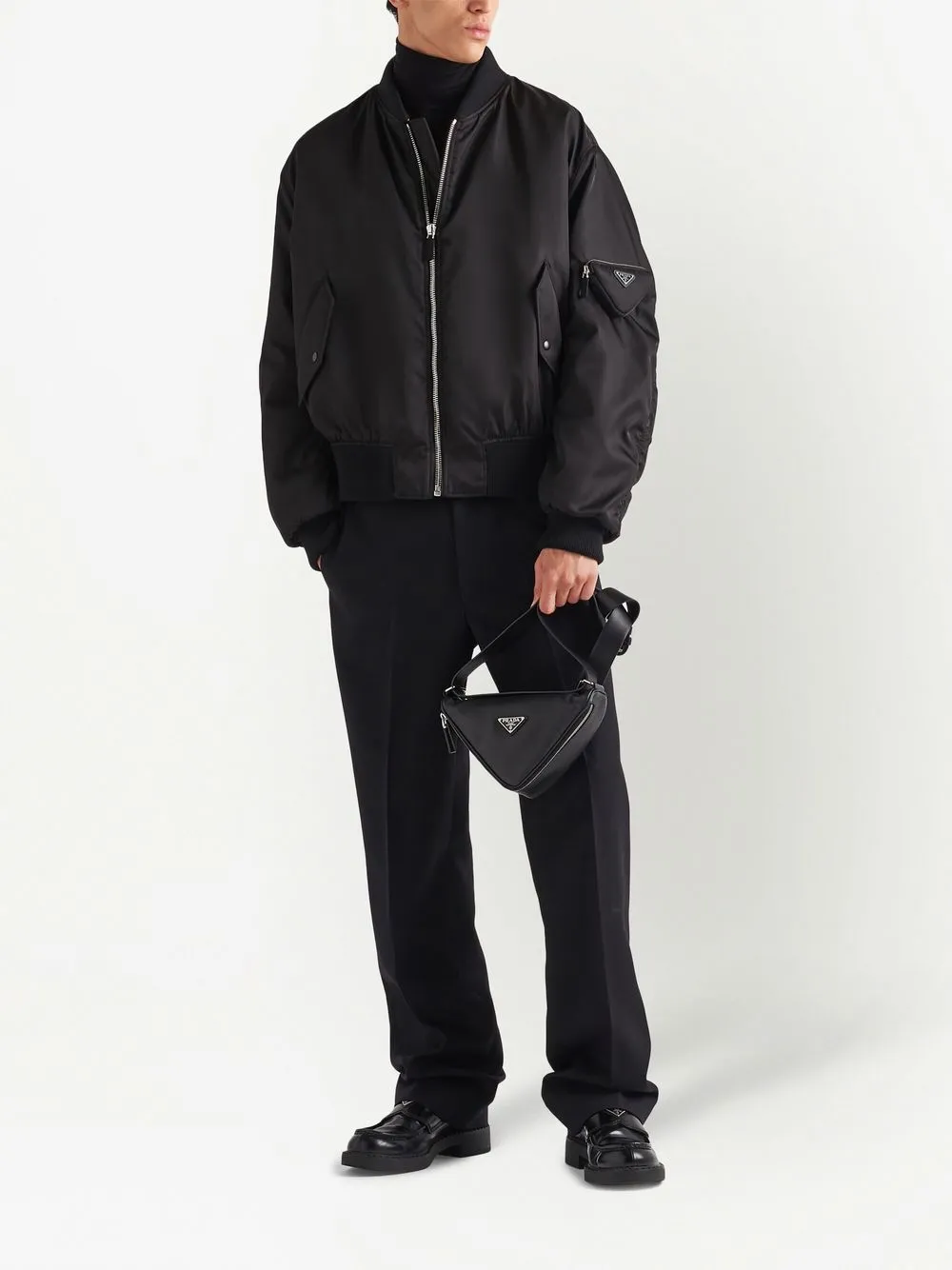 Shop Prada Re-nylon Bomber Jacket In Black