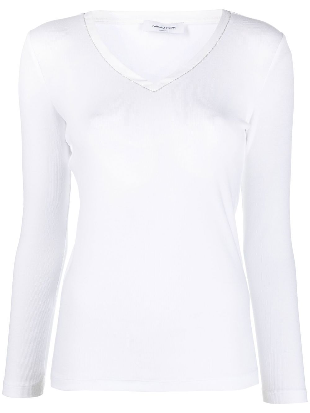 

Fabiana Filippi bead-embellished V-neck top - White