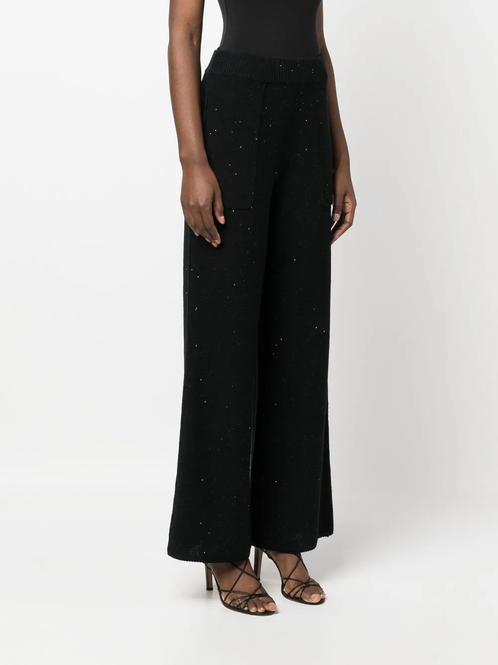 Fabiana Filippi Wide-leg Sequin-embellished Trousers In Black