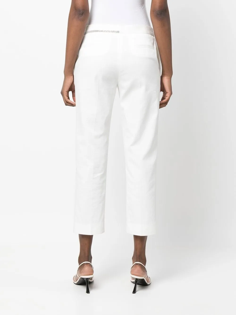 Fabiana Filippi Beaded-trim Tapered Trousers In White