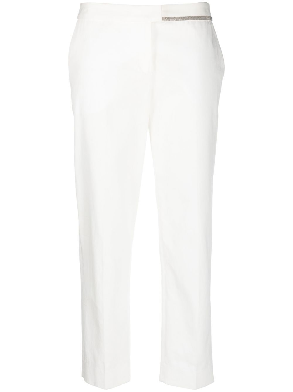 Fabiana Filippi Beaded-trim Tapered Trousers In White