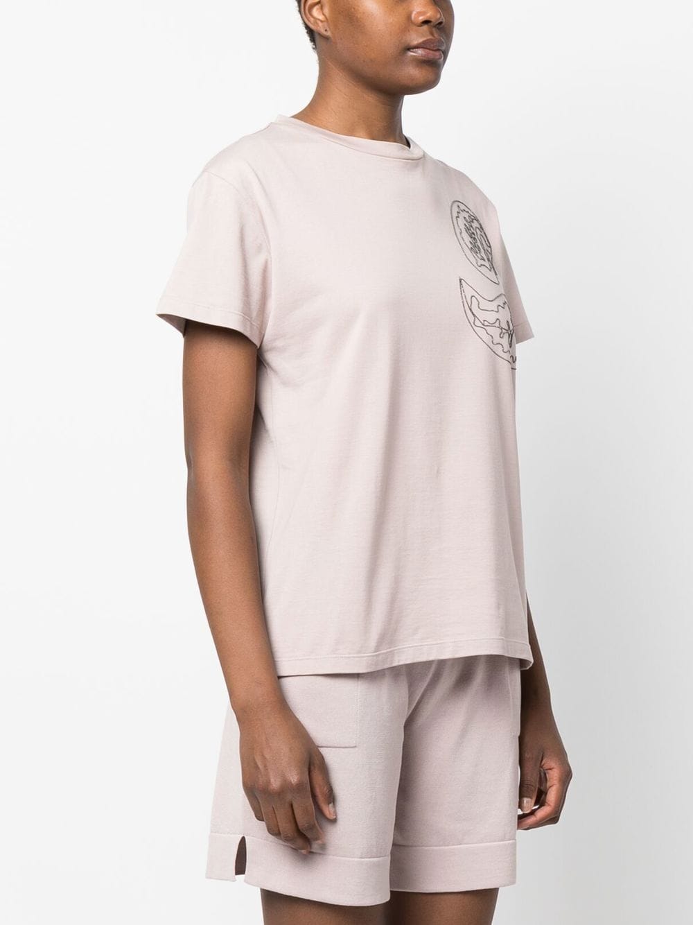 Shop Fabiana Filippi Bead-embellished Cotton T-shirt In Pink