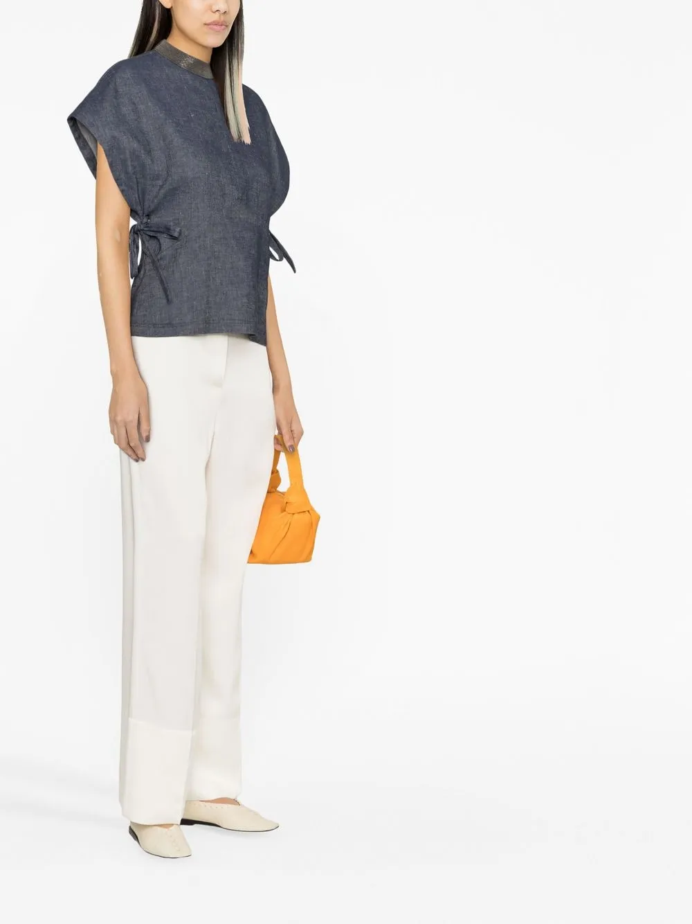 Fabiana Filippi Tie-detail T-shirt In Blue
