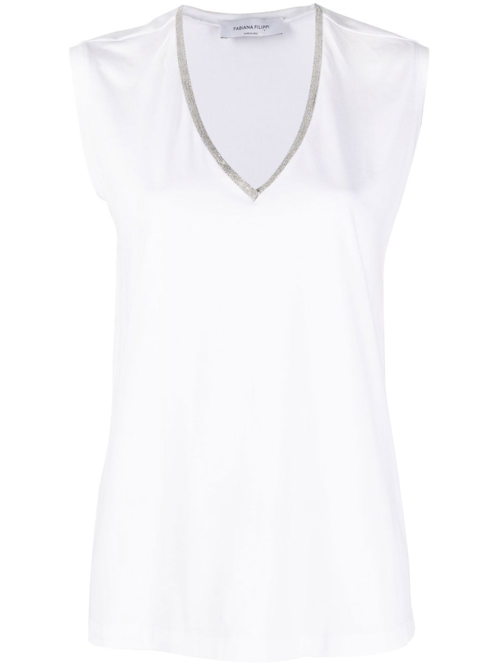 

Fabiana Filippi camiseta con detalle de cadena Monili - Blanco