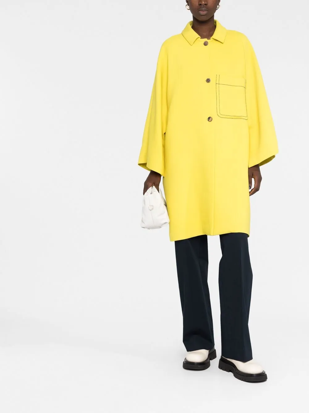 Shop Fabiana Filippi Oversized Button-up Coat In Yellow